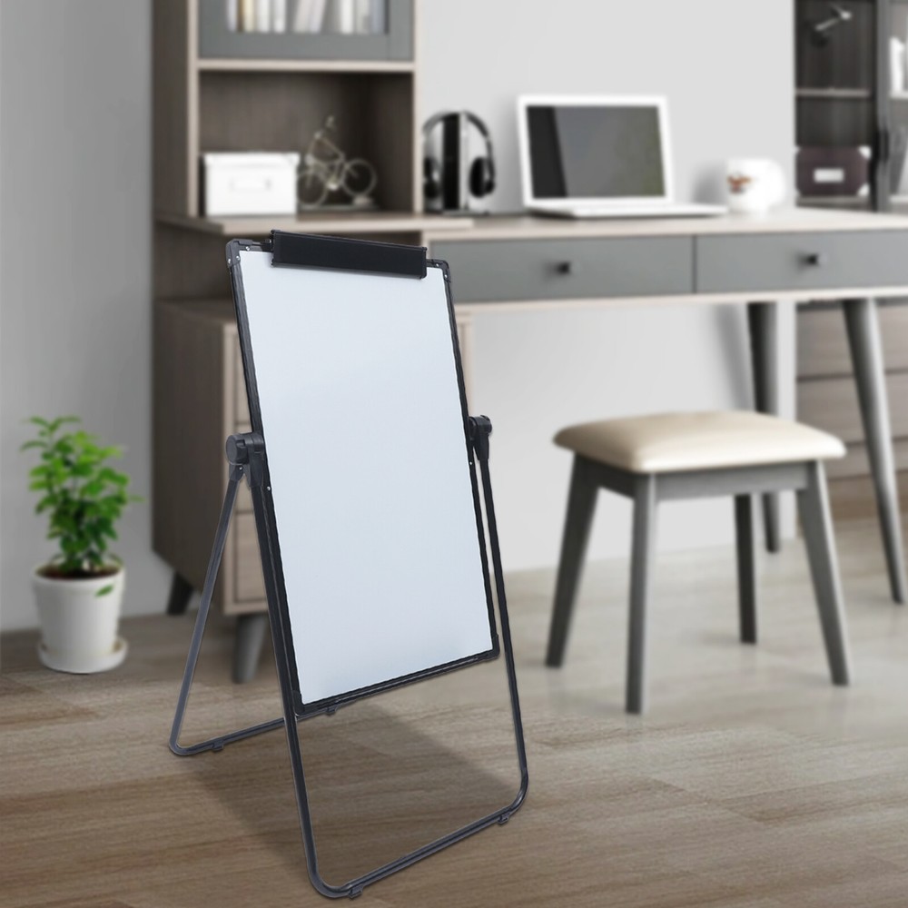 Black Frame Portable Whiteboard Height Adjustable Flip Chart Writing Memo Board