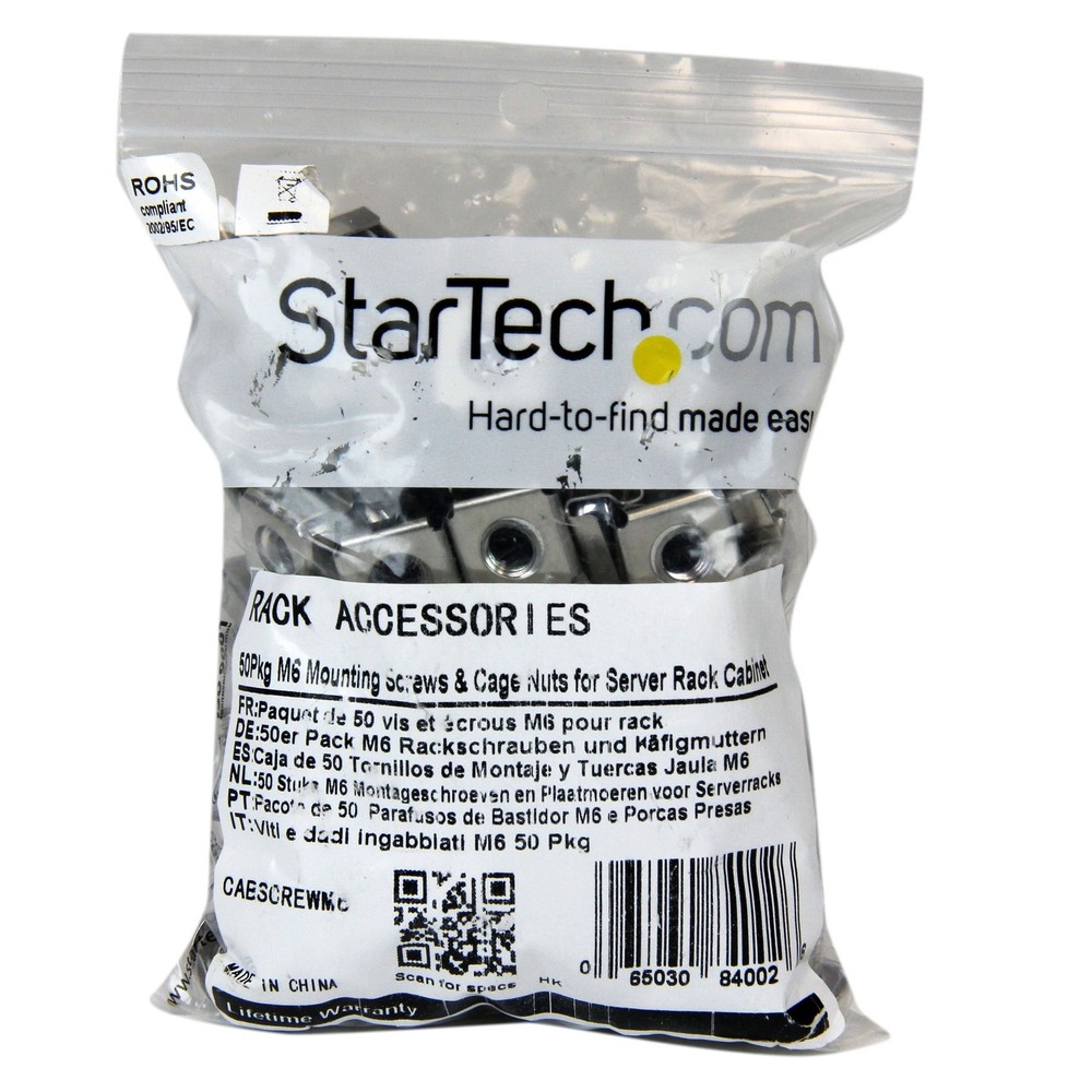 StarTech 50 Pkg M6 Mounting Screws and Cage Nuts - 50 / Pack