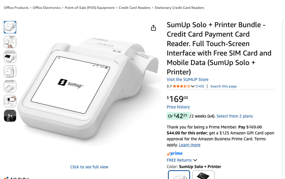 SumUp Solo Printer Bundle - Contactless Credit Card Payment Card Reader