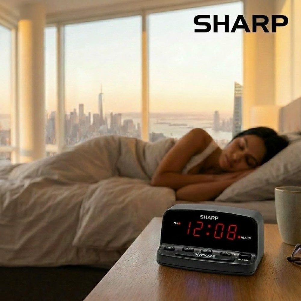 Compact Black Digital Alarm Clock - Simple Operation & Battery Backup Feature