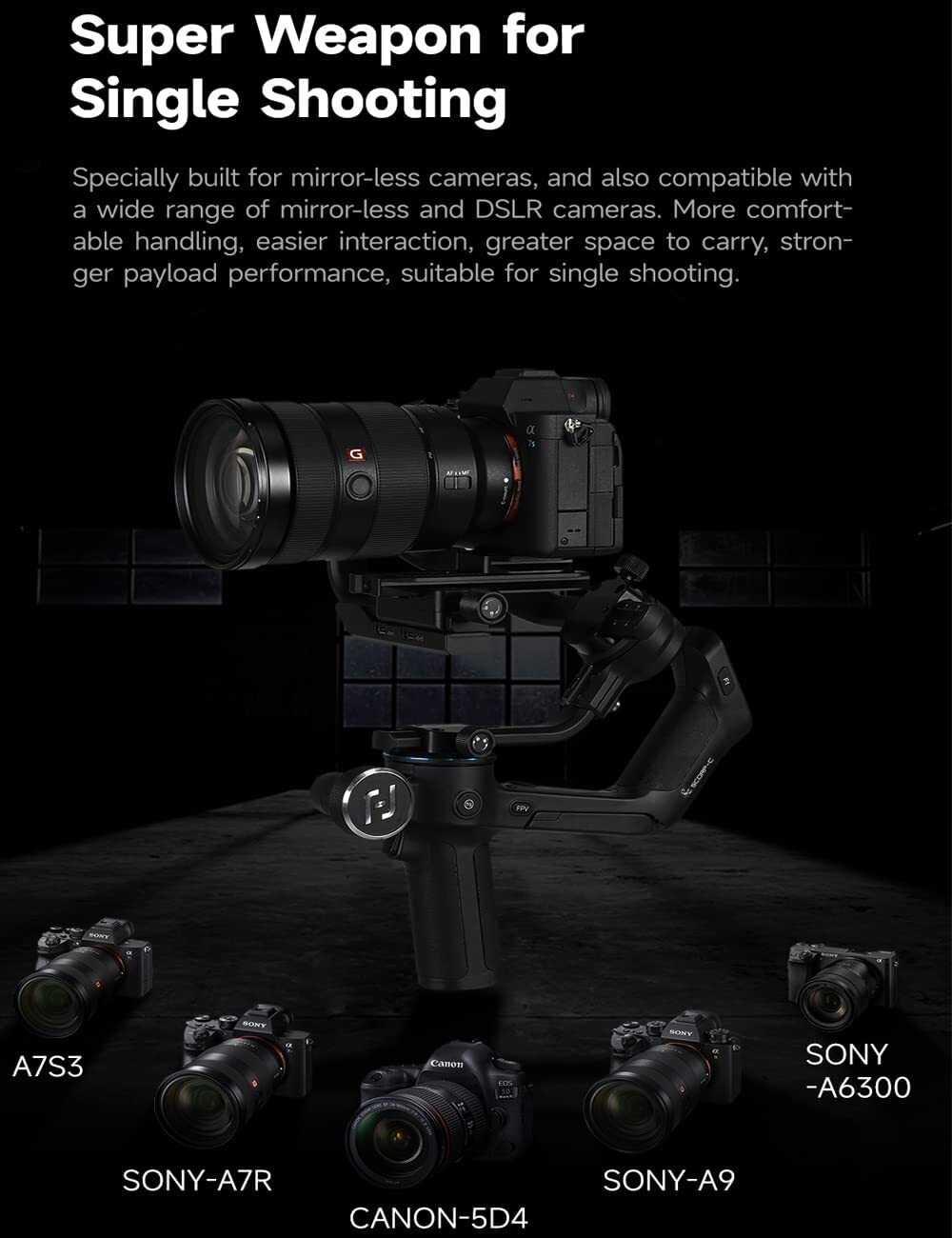 Feiyu Tech SCORP C Camera Stabilizer 3-Axis Handheld Gimbal for DSLR Mirrorless