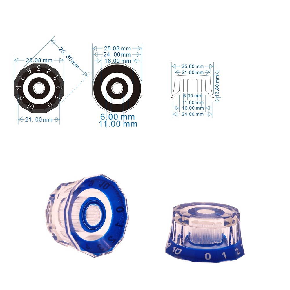 2X Electric Guitar Knobs Speed Control Knobs for PRS/LP/SG/Les Paul Guitar Blue