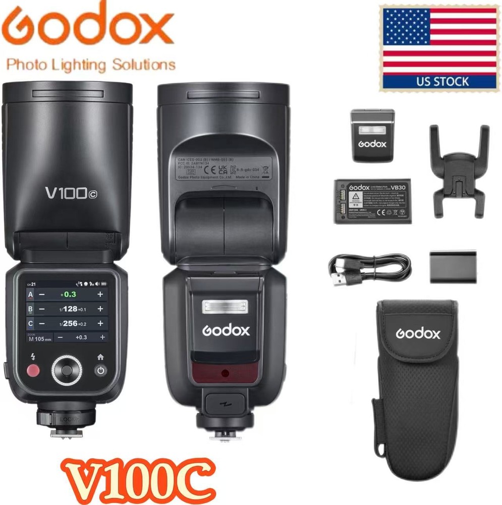 US Godox V100C Round Head Camera Flash Wireless Transmission Speedlight Flash