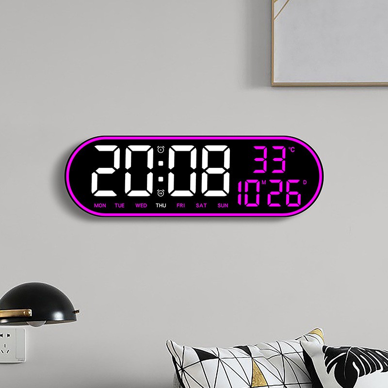 Large Digital Wall Clock Temperature Date Clock Ambient Light + Remote Control