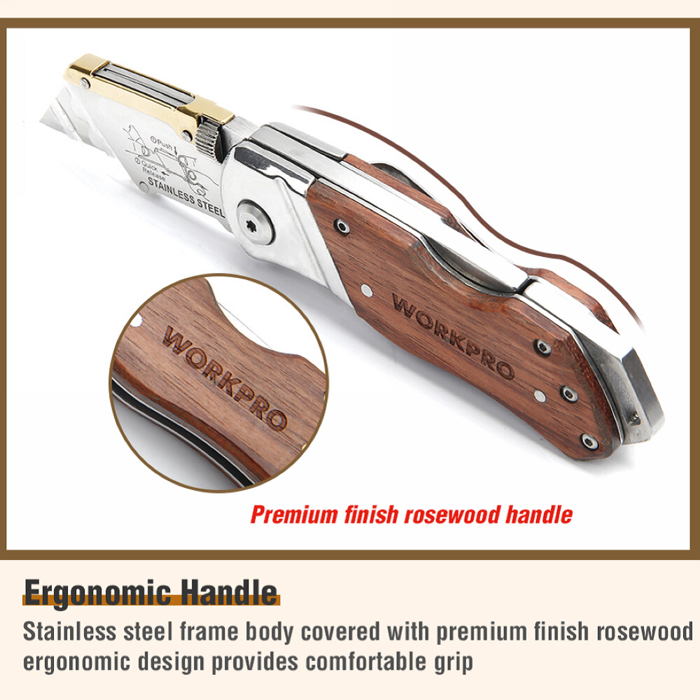 WORKPRO Folding Utility Knife with/10 Blade Heavy Duty Cutter Quick Change Blade