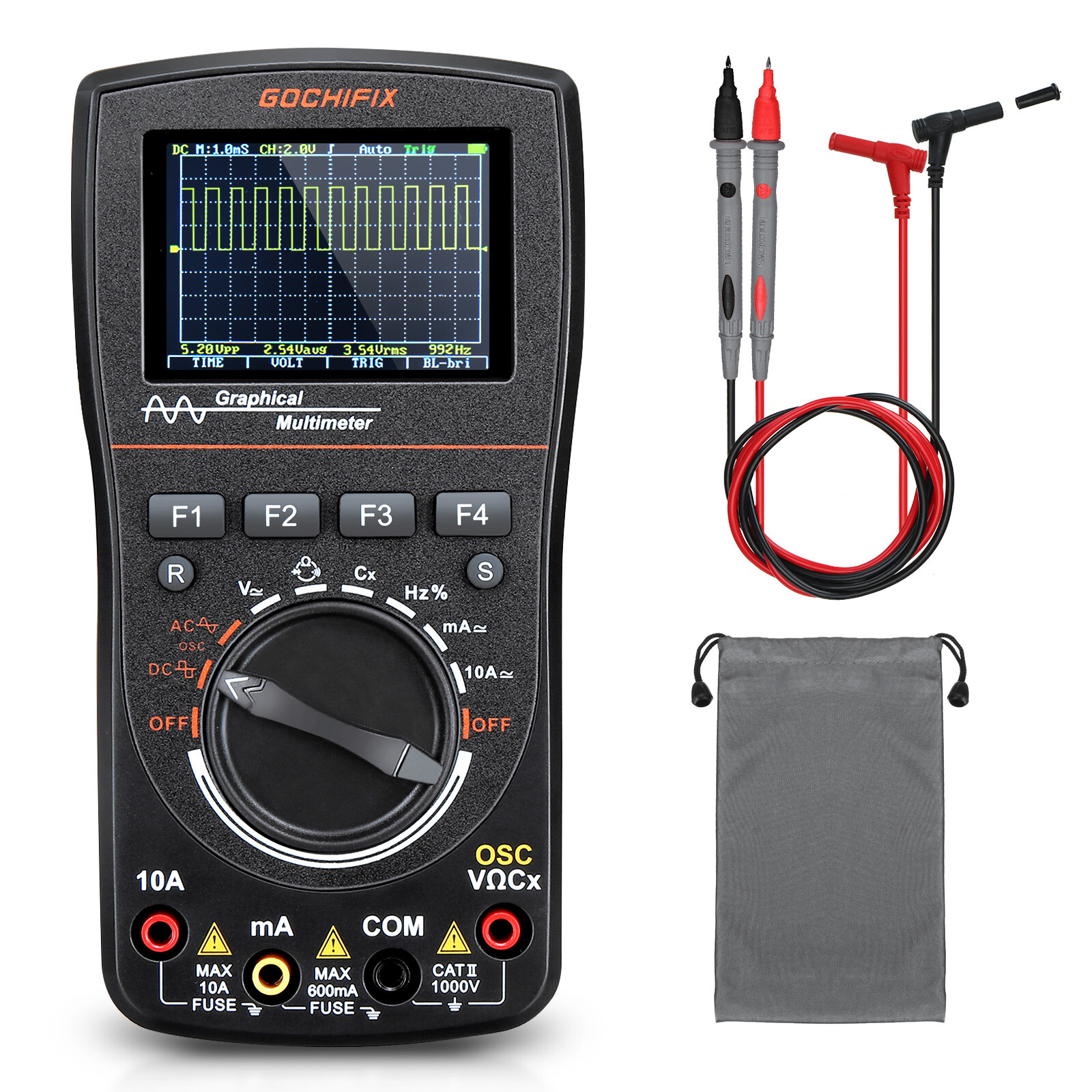 2-in-1 100MHz Handheld Oscilloscope Multimeter with 2.4inch Display with Memory