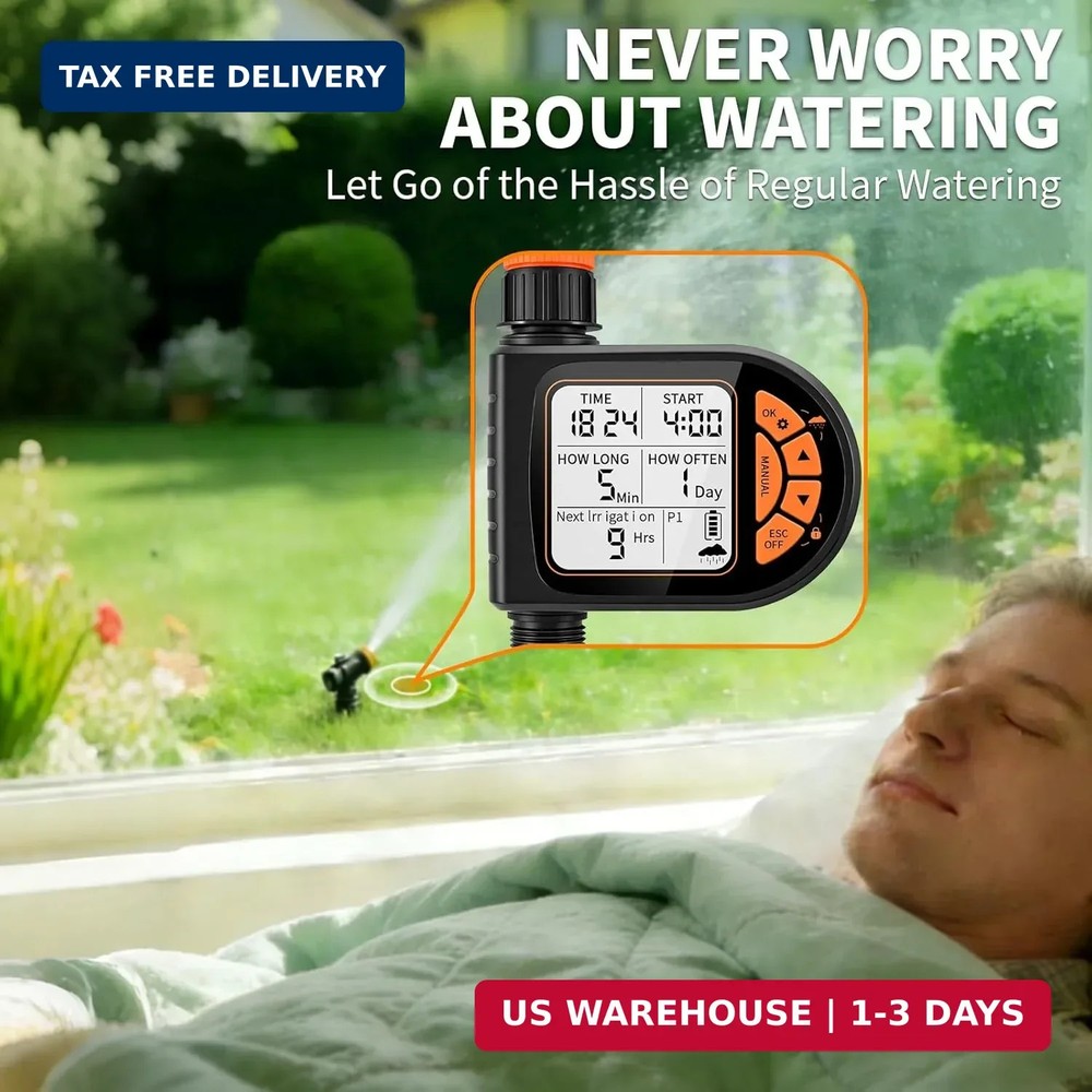 Sprinkler Timer for Garden Hose - Programmable Irrigation Timer with Rain Delay,