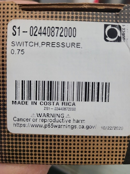 S1-02440872000 Pressure Switch 0.75 from Source1