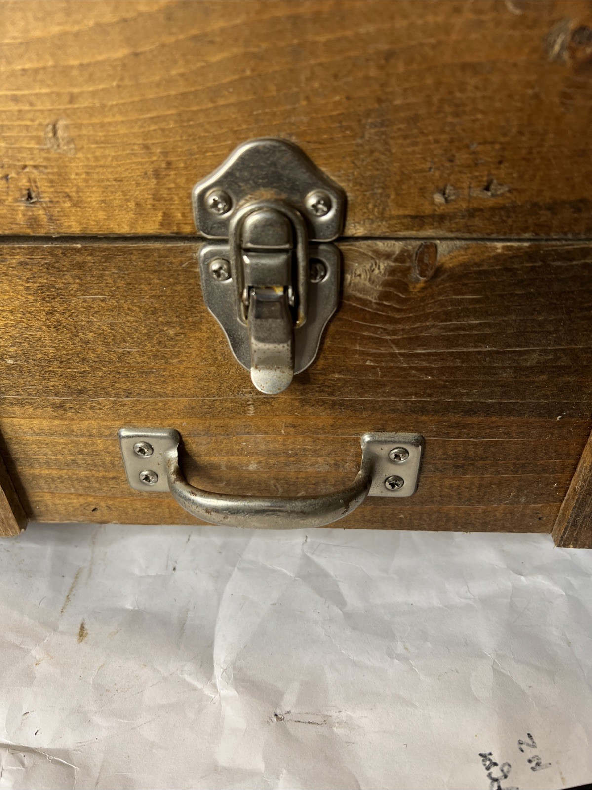 VINTAGE TOOLBOX HAND-MADE WOOD HEXAGON SHAPE LOCK BOX WITH DOUBLE LOCKS +HANDLES