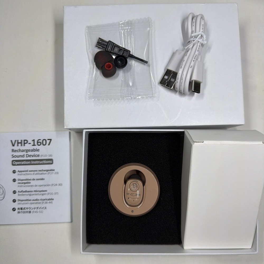 VHP-1607 Hearing Aid with Charging Base-Single (Beige)