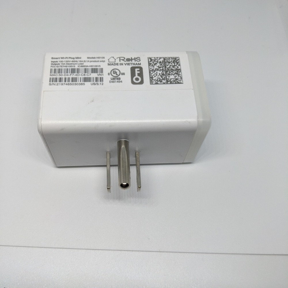 TP-LINK HS105 Plug-In Socket Controller Wi-Fi Smart mini White Plug ON/OFF buton