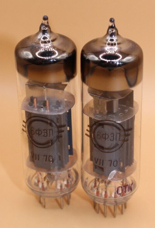 2x 6F3P / 6Ф3П ~6BM8 ~ECL82 Triode-Pentode Tube / Matched Pair / NOS / Same Date
