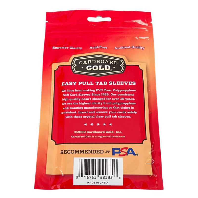 Cardboard Gold Easy Pull Tab Penny Sleeves 100 Count Pack
