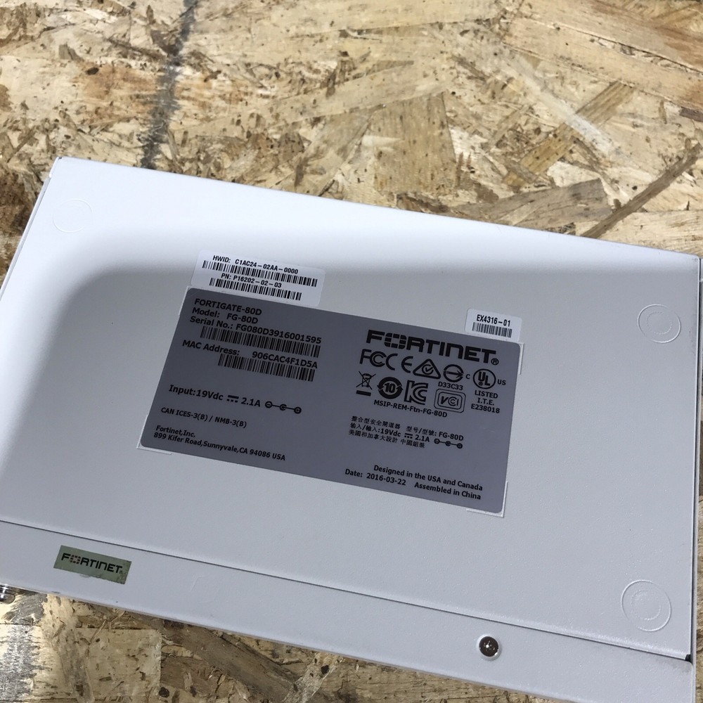 Fortinet FortiGate FG-80D Firewall Network Security Appliance ** no adapter **