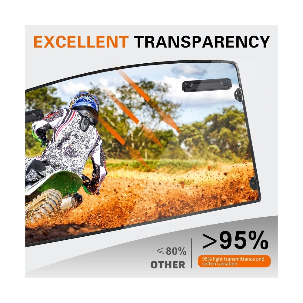 Clear Front Windshield Heavy Duty Scratch Resistant Full Windshield Compatibl...