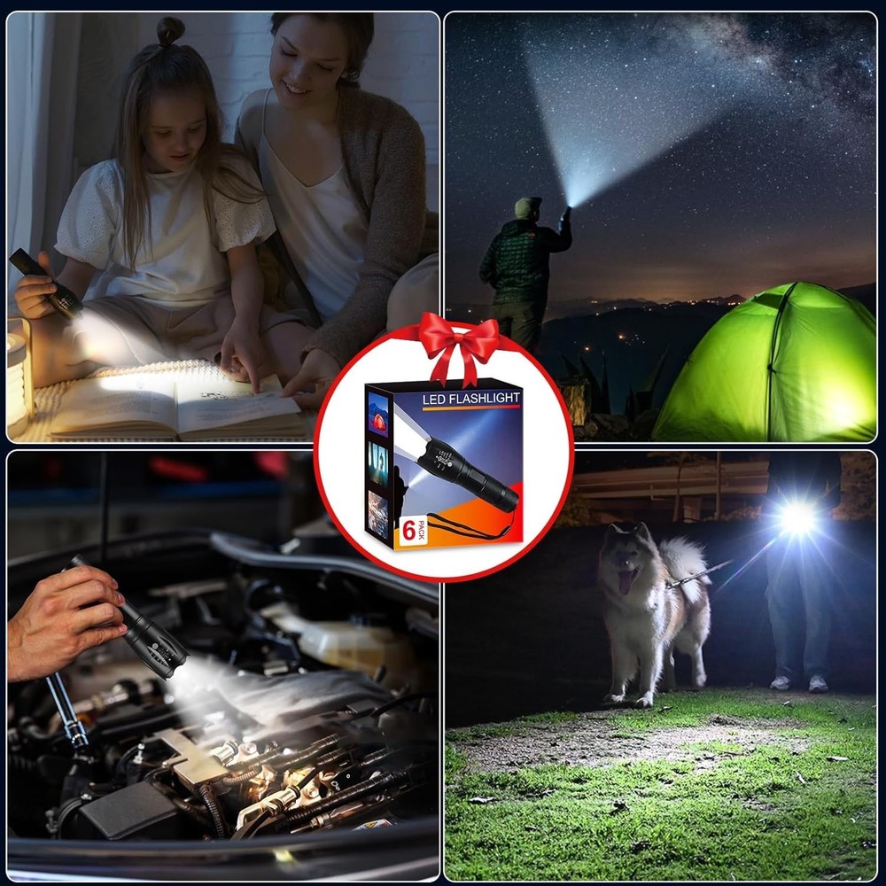 6Pack Tactical Flashlight Set - 400 Lumens