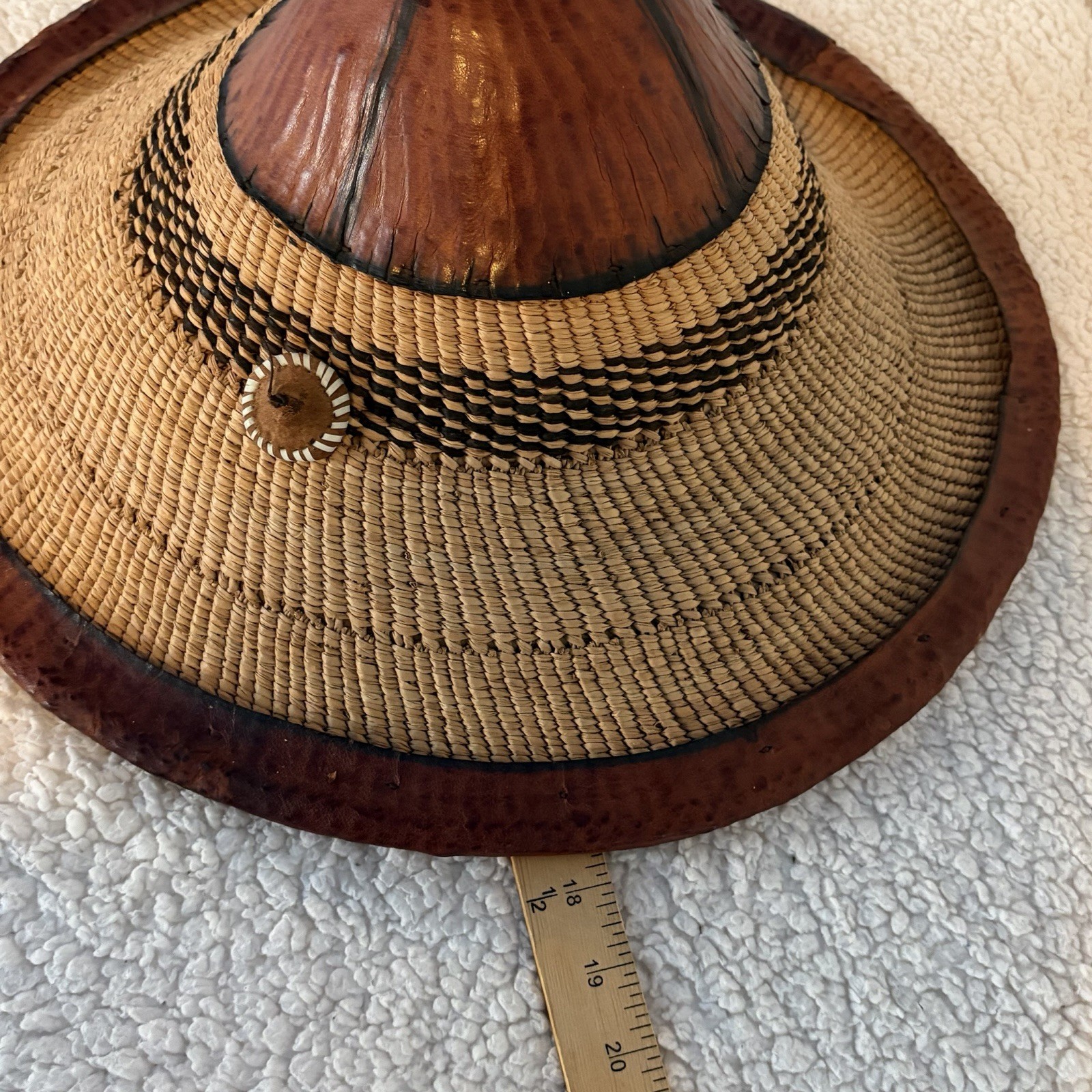 Vintage Fulani Straw Leather Hat Mali Wodaabe Tribe West Africa Mopti Cattle
