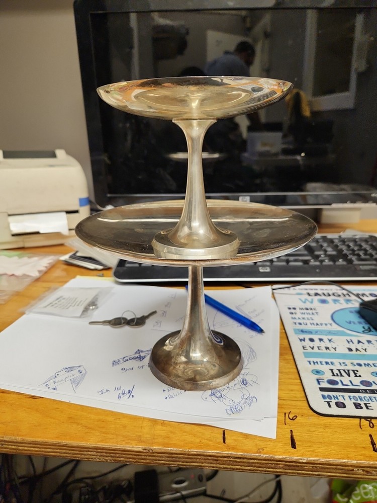 Tiffany Modern Sterling Silver Cake Stand with Stacking Compotes