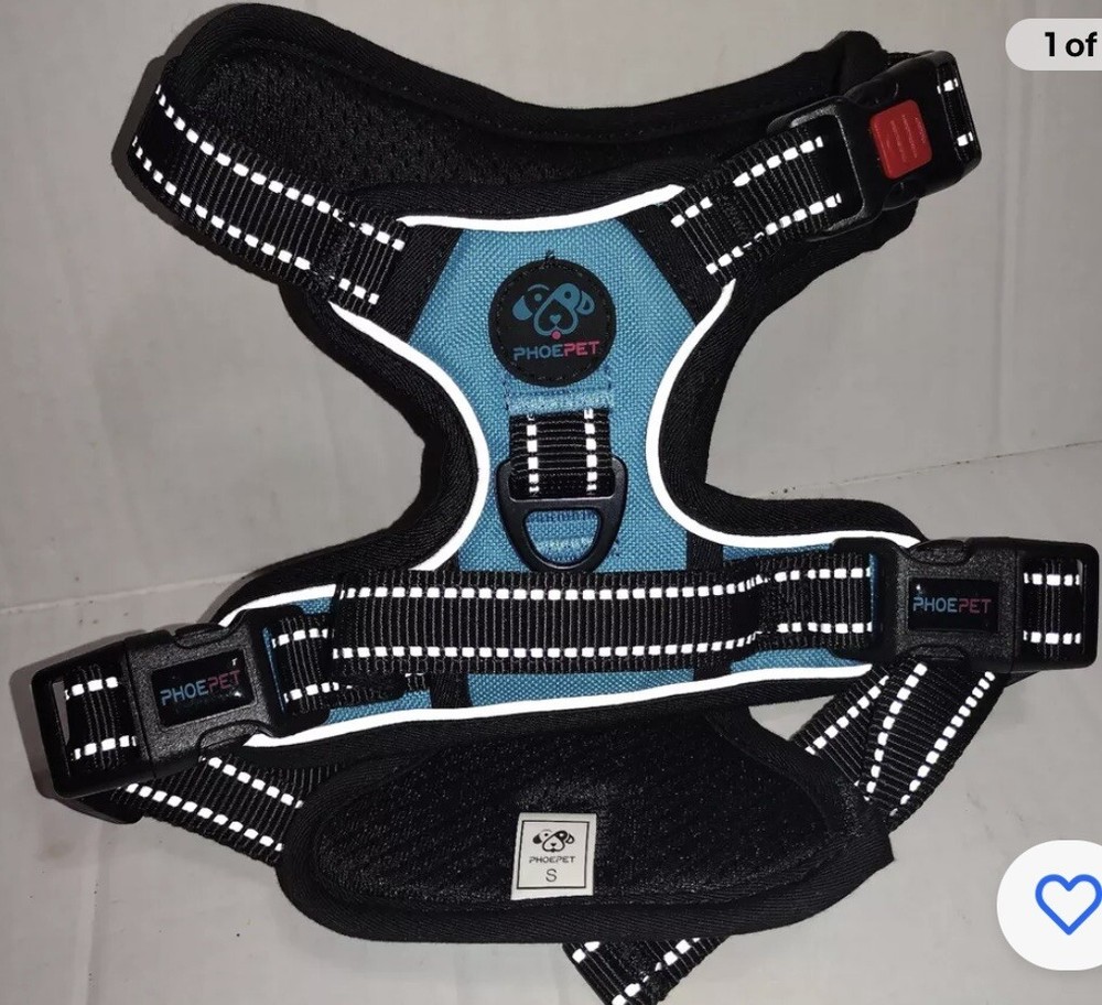 Phoepet Blue Small Dog Harness Adjustable Front & Back Hooks