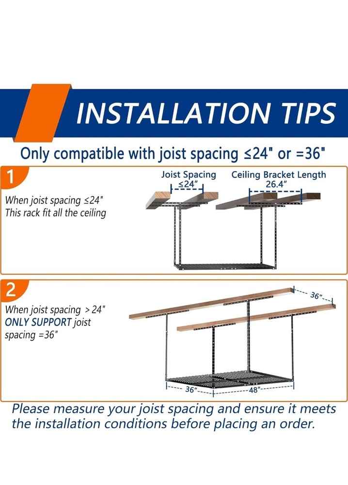 Garage Ceiling Storage Rack, 3x4ft Overhead Storage System, Hanging Rack