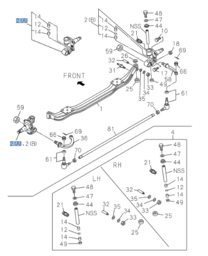 Knuckle Front Axle Left+Right + King Pin Kit For Isuzu NRR NQR NPR NPR-HD 99-25