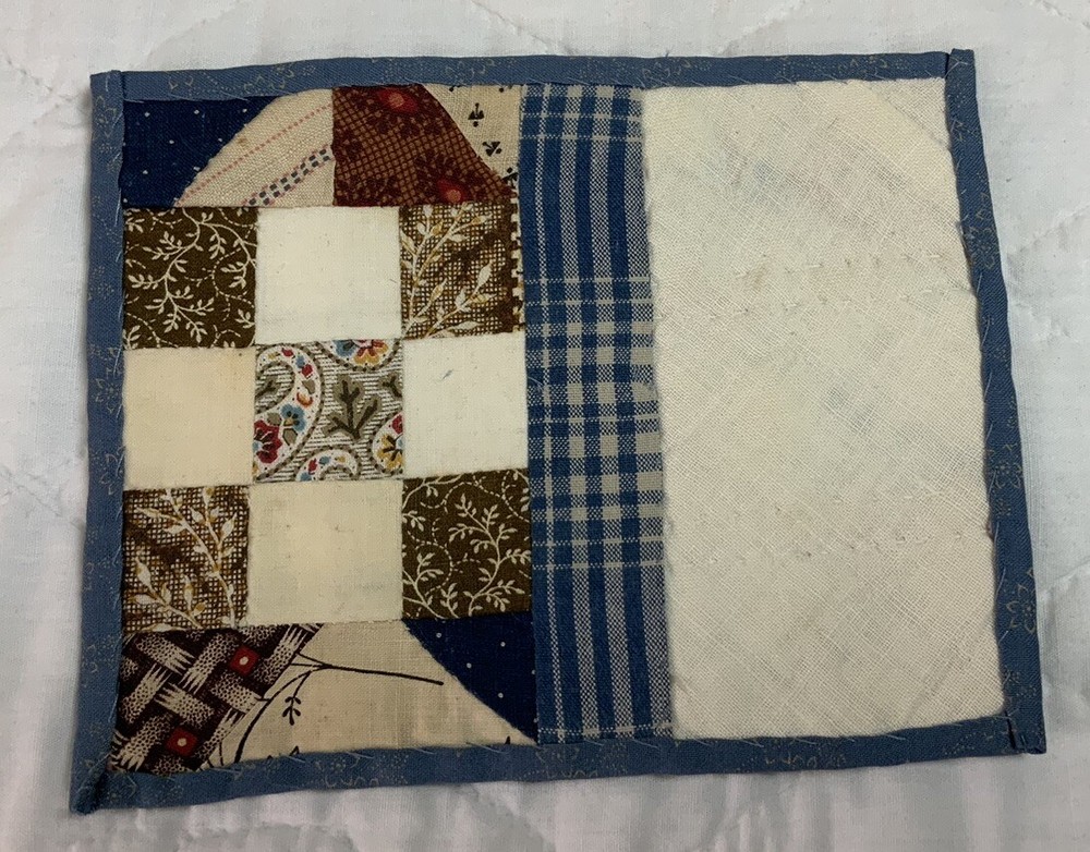 Vintage Antique Quilt Table Topper, Small, Patchwork Quilt Pieces, Nine Patch