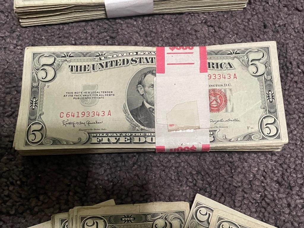1953-63 $5 Dollar Red Seals ~ $5 Bill G-XF _ Collectible Lot Currency