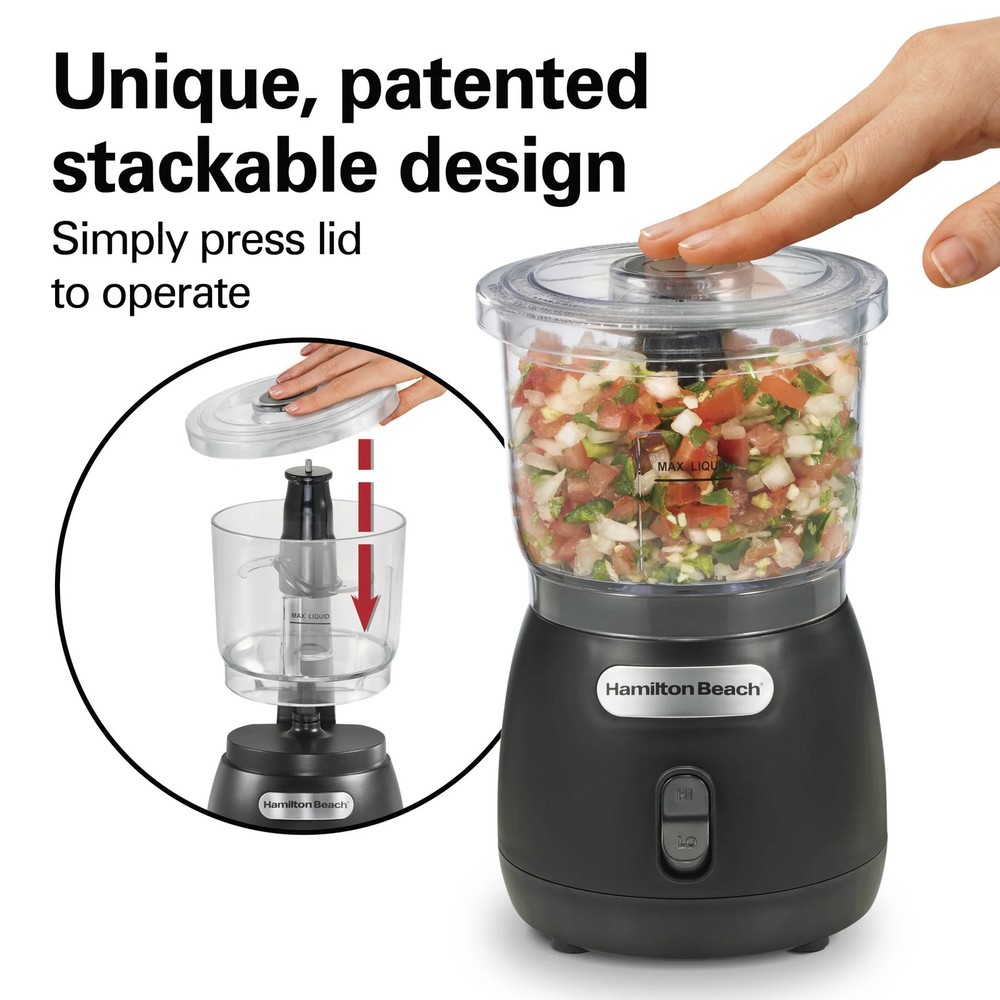 Hamilton Beach Stack & Press 2 Speed Food Chopper & Mini Food Processor