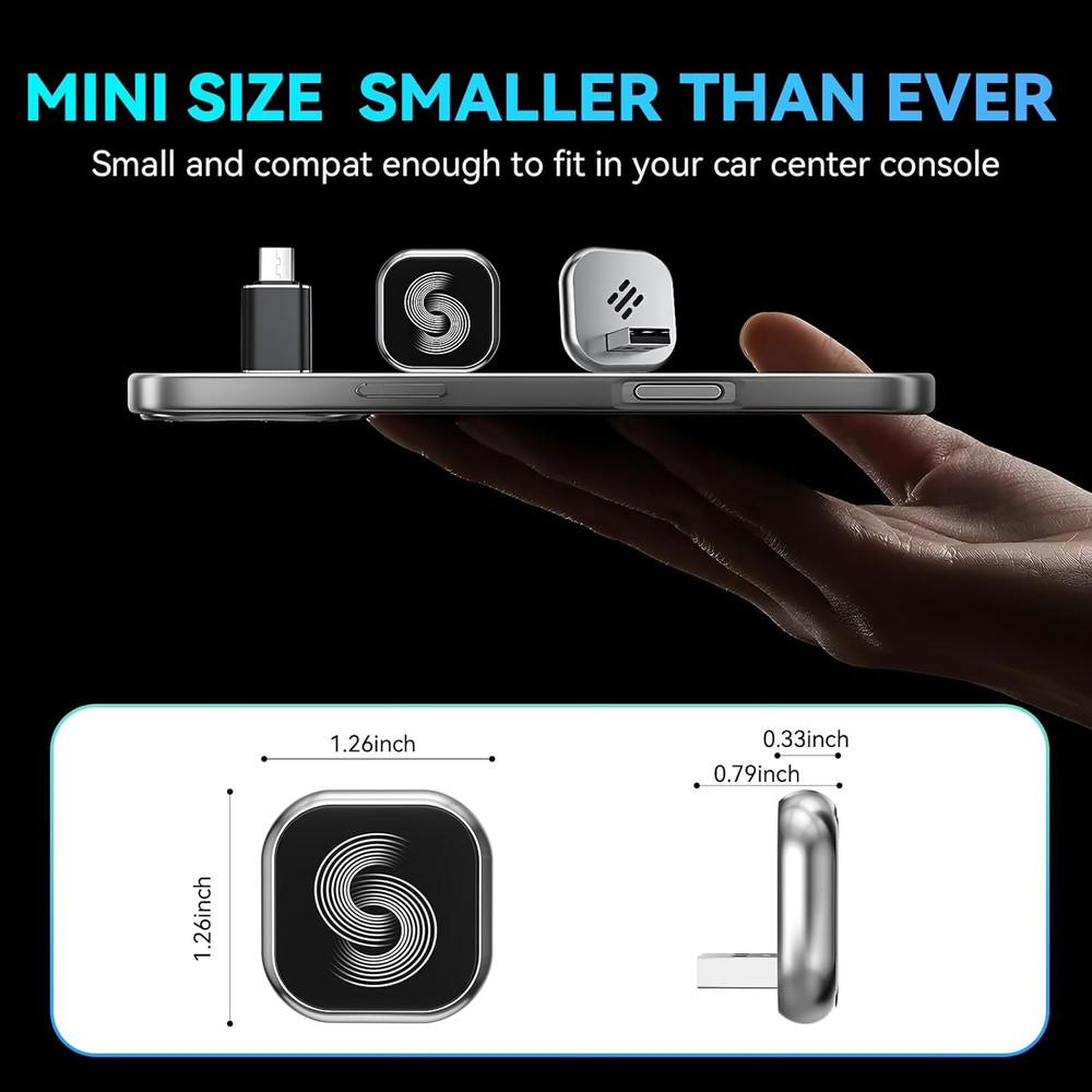 Adaptador CarPlay Inalambrico Bluetooth 2en1 Android Auto Plug Play iOS 10+ Auto