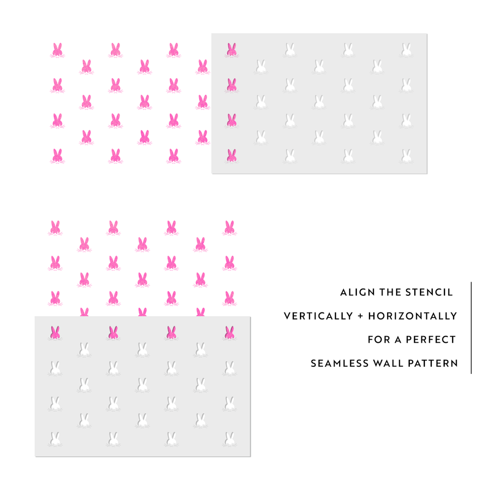 Bunny Pattern Wall Stencil - Durable & Reusable Mylar Stencils