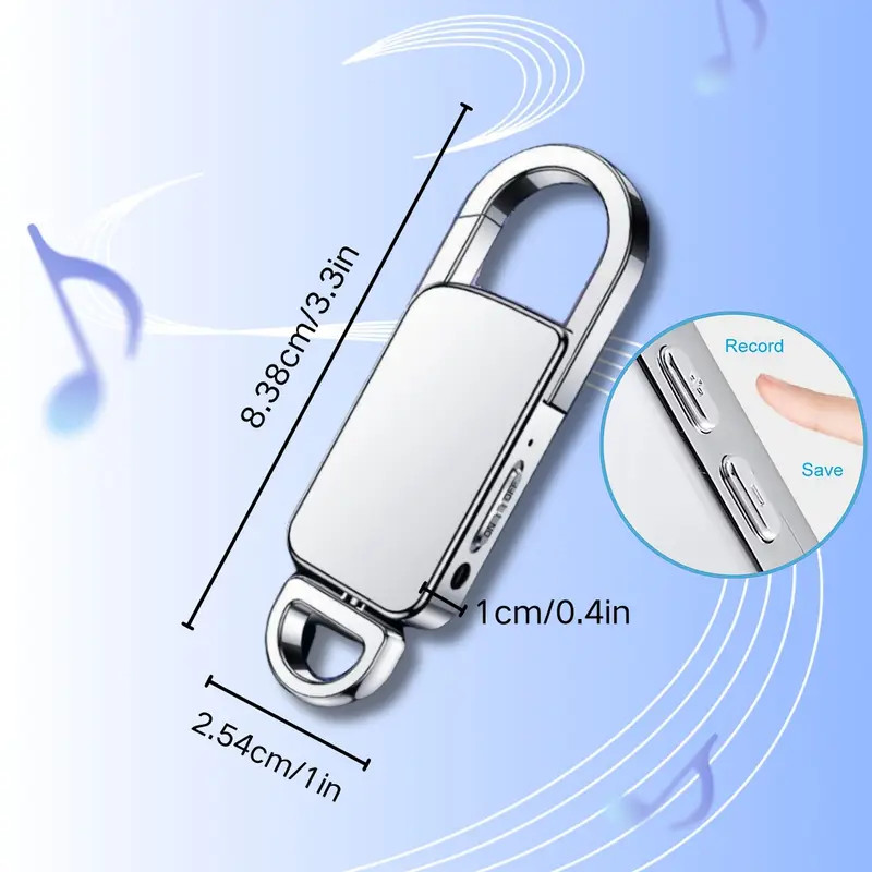 Mini Hidden Spy Digital Audio Recorder Voice Activated Key Chain MP3 Dictaphone