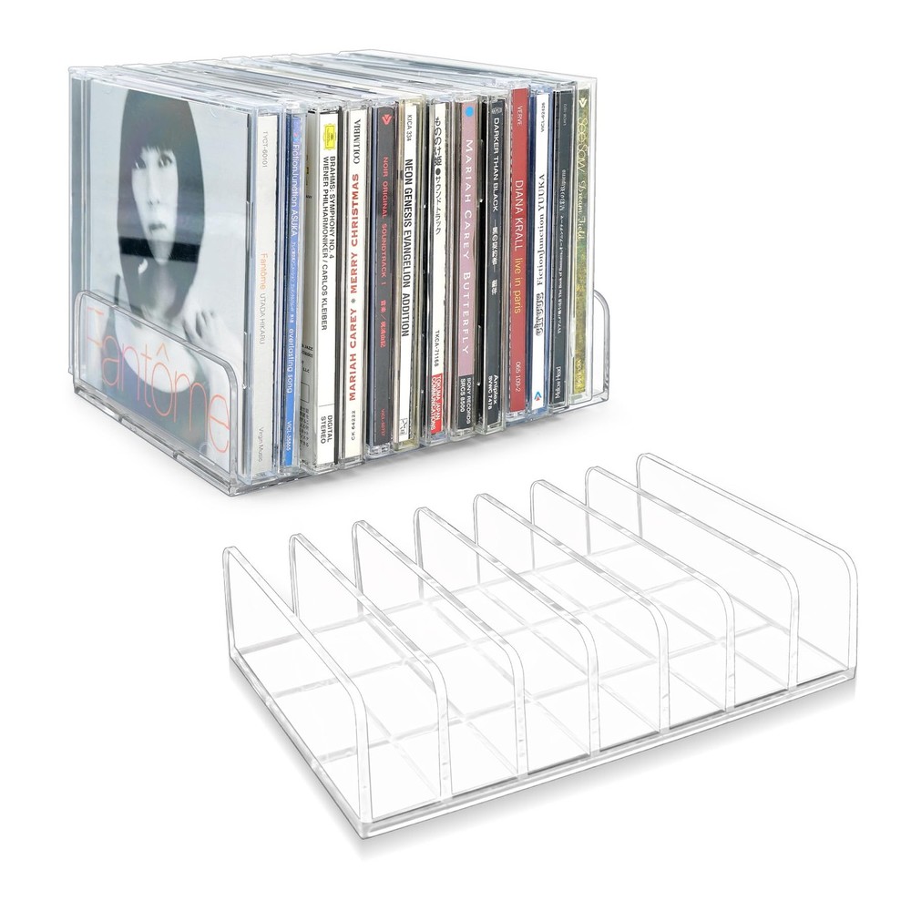 Philbinden 2 Pcs Clear Acrylic CD Holder, DVD/CD Display Rack & CD Storage