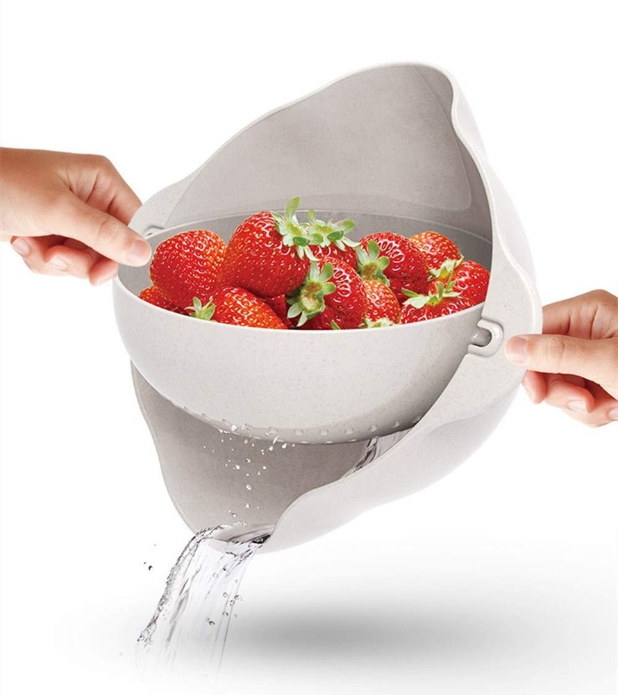 Multifunctional Kitchen Rolling Colander, Double Layer Swivel Drainer 2 in 1 ...