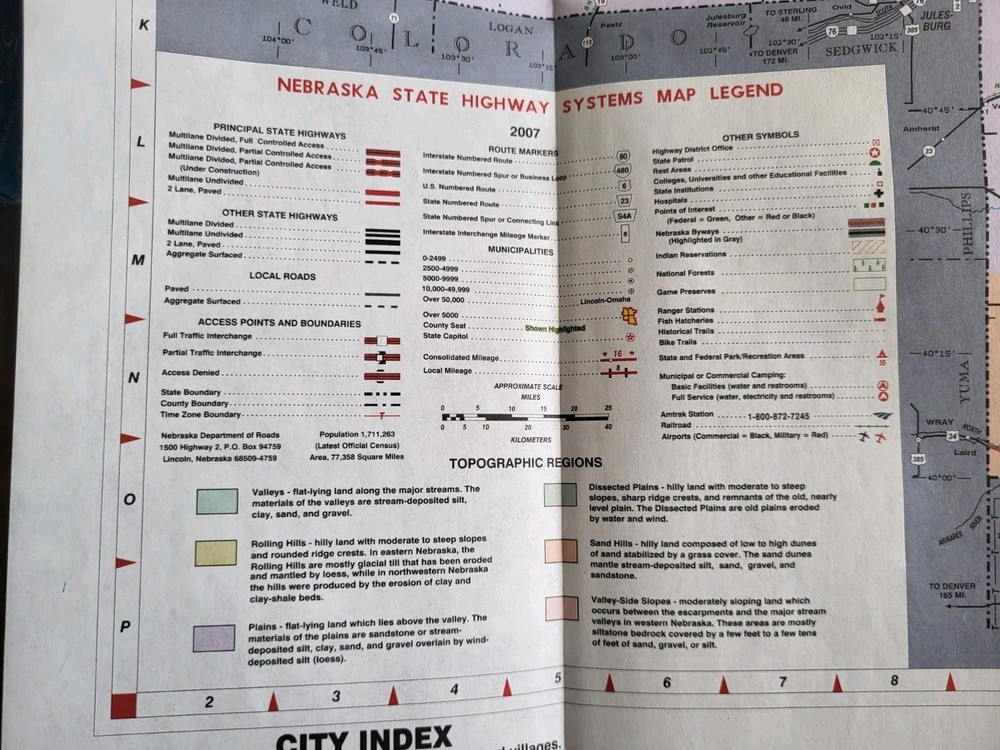 Nebraska 2007 Official State Highway Map Foldable