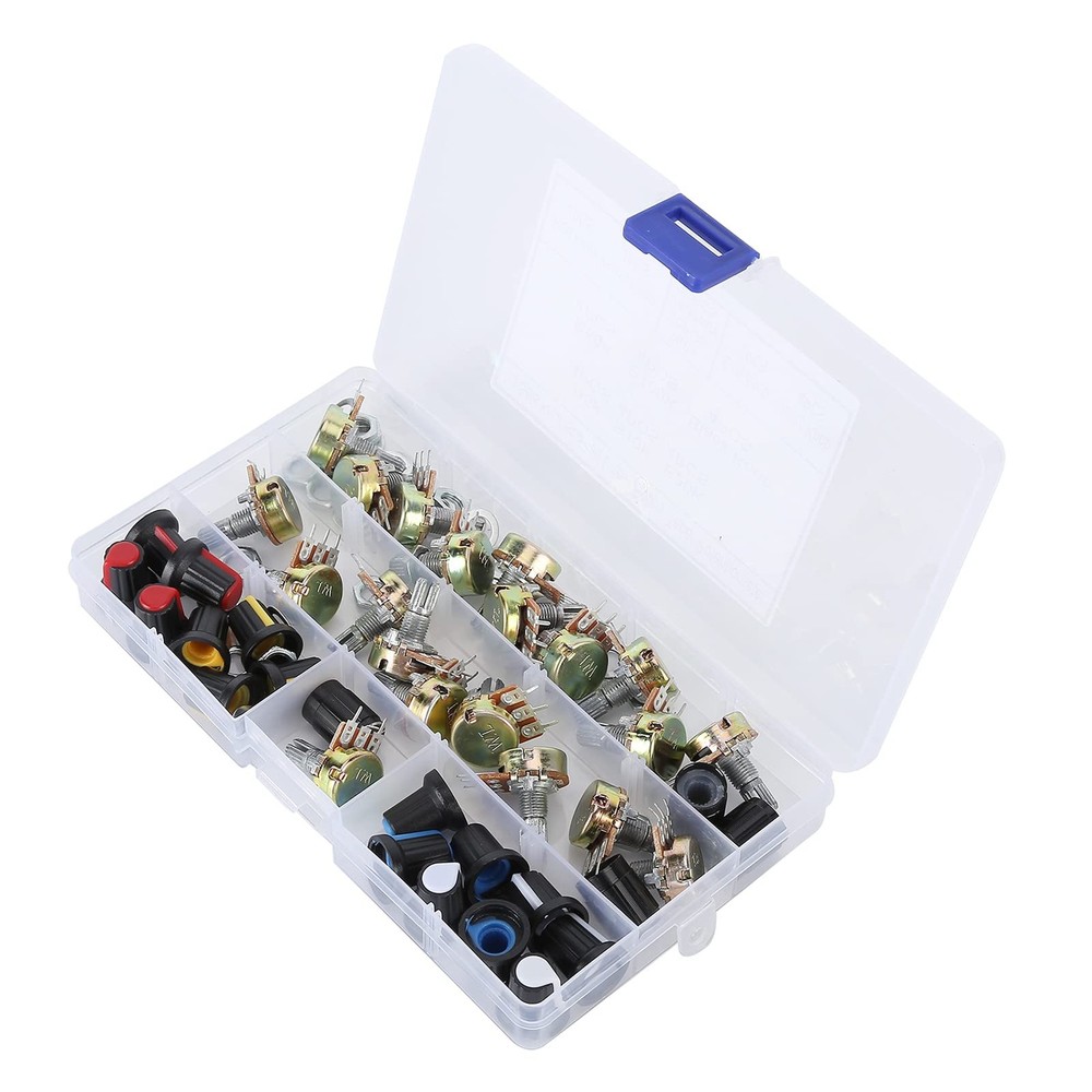 Adjustable Potentiometer Kit: 5K-100K Ohm Linear Taper w/ Volume Control Buttons
