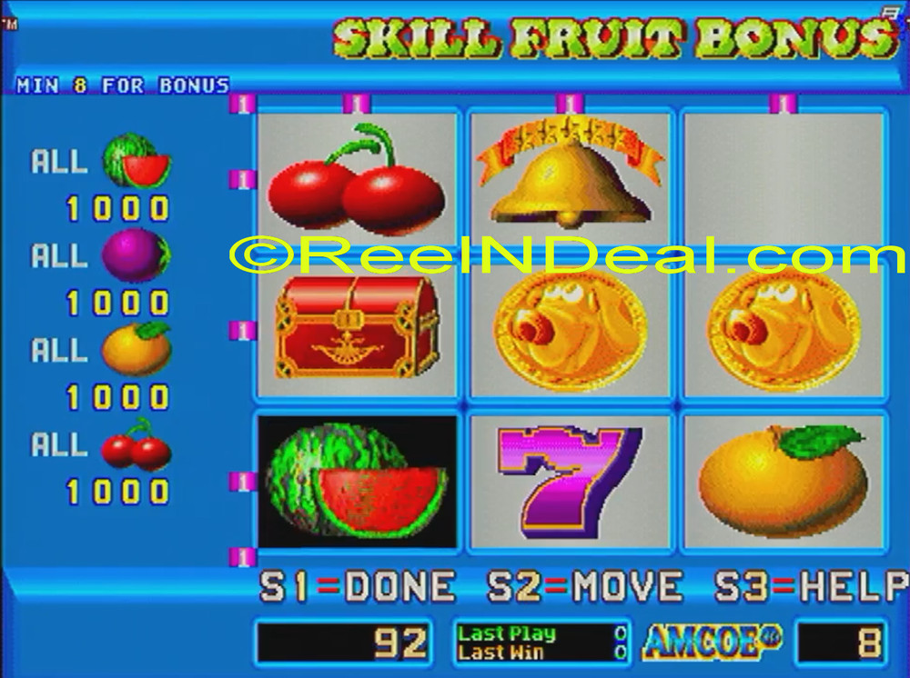 Amcoe Skill Fruit Bonus Cherry Master 8-Liner Slot Machine Skill Only Game