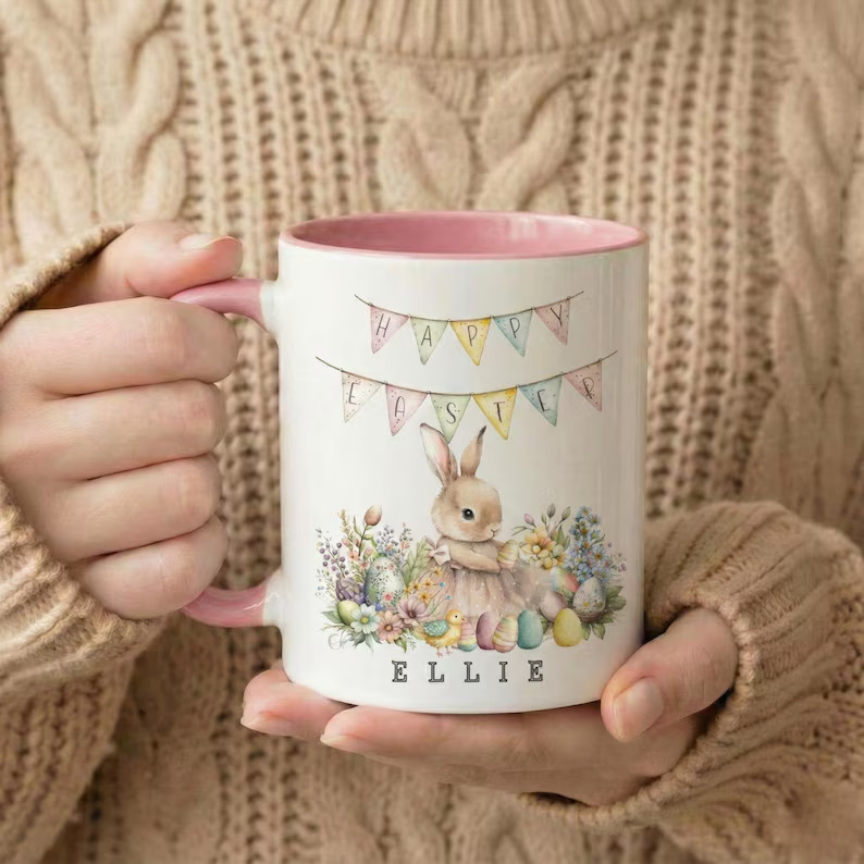 Personalized Easter Bunny Mug Kids Custom Name Gift