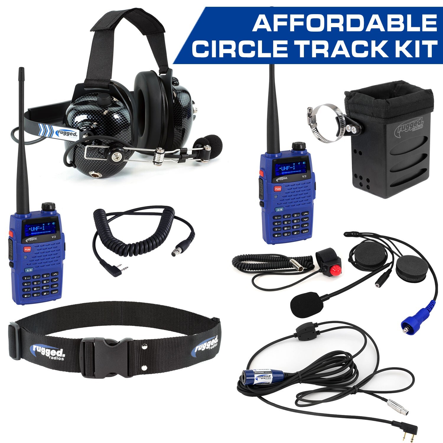 Affordable Circle Track Driver/Crew Radio Communications Racing Kit Electronics