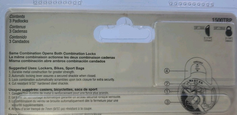 New 2 Master Lock Combination Locks Padlocks with Mini Backpack Lock #1500TBP