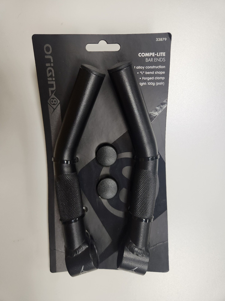 Origin 8 Compe-Lite Bar Ends, Black, Long L Bend Shape