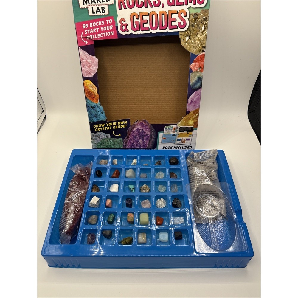 Rocks, Gems & Geodes/ Make Lab .STEM Kit . Open Box/ Book Missing.