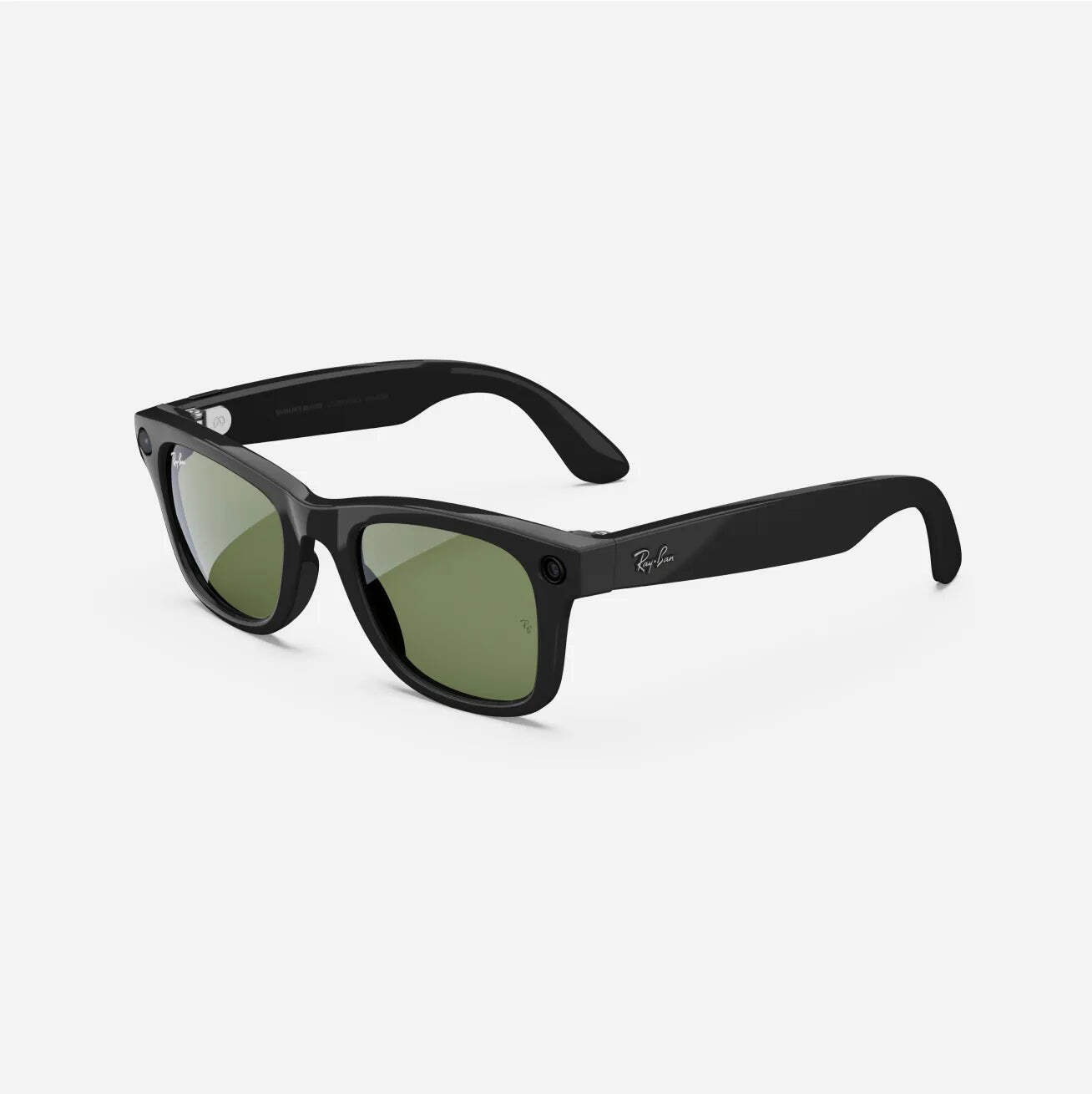 Refurbished Ray-Ban Meta Wayfarer (Gen 1), Shiny Black / G15 Green, Large, High