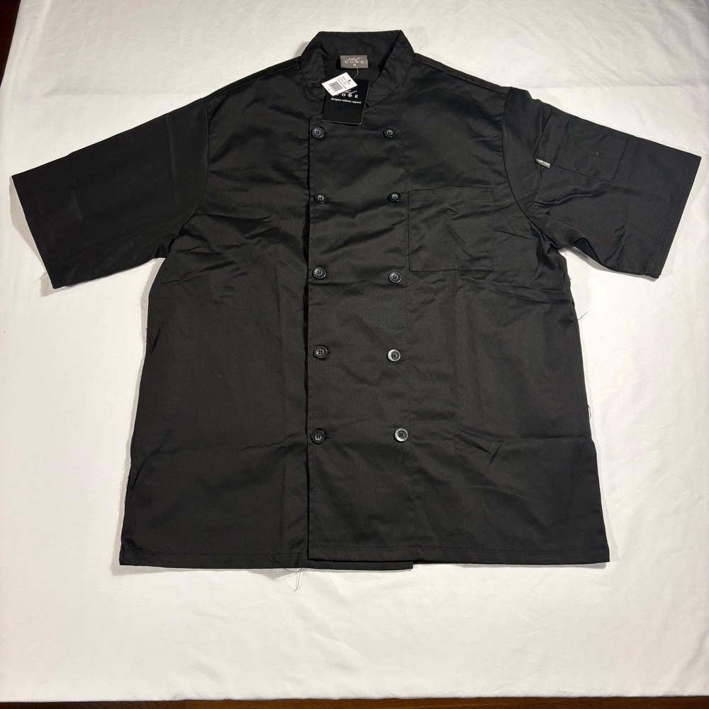 Chef Code Chef Coat Culinary Jacket Short Sleeve Black Workwear XL