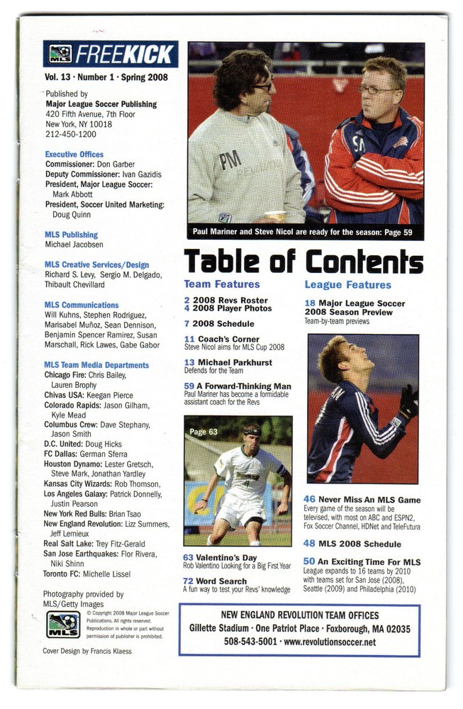 Free Kick - MLS Program - NE Revolution - Michael Parkhurst - Spring 2008