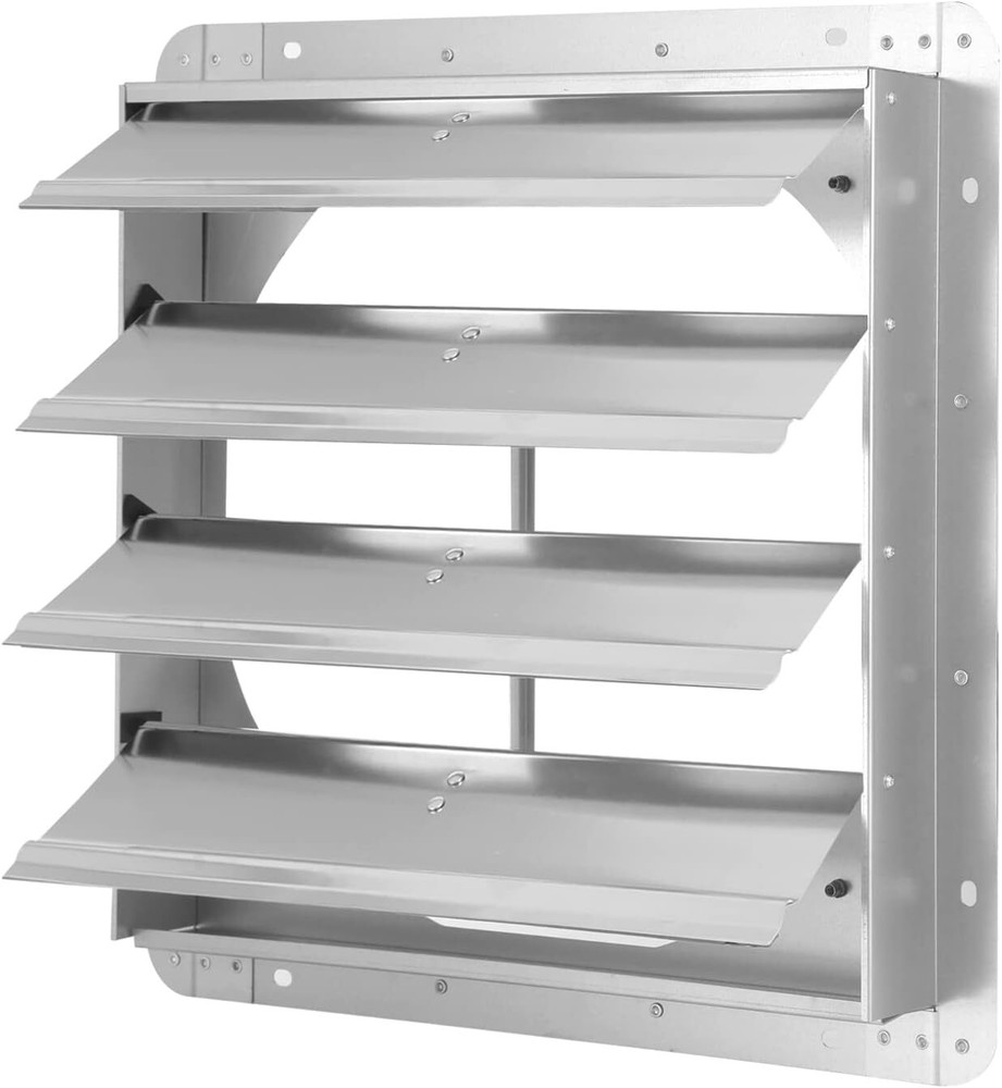 iPower 16-Inch Square Aluminum Automatic Gravity Shutter Louver Vent, Silver