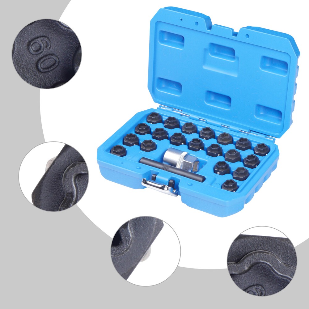 22pcs Universal Locking Lug Nut Master Key Set Wheel Lock Removal Tool US