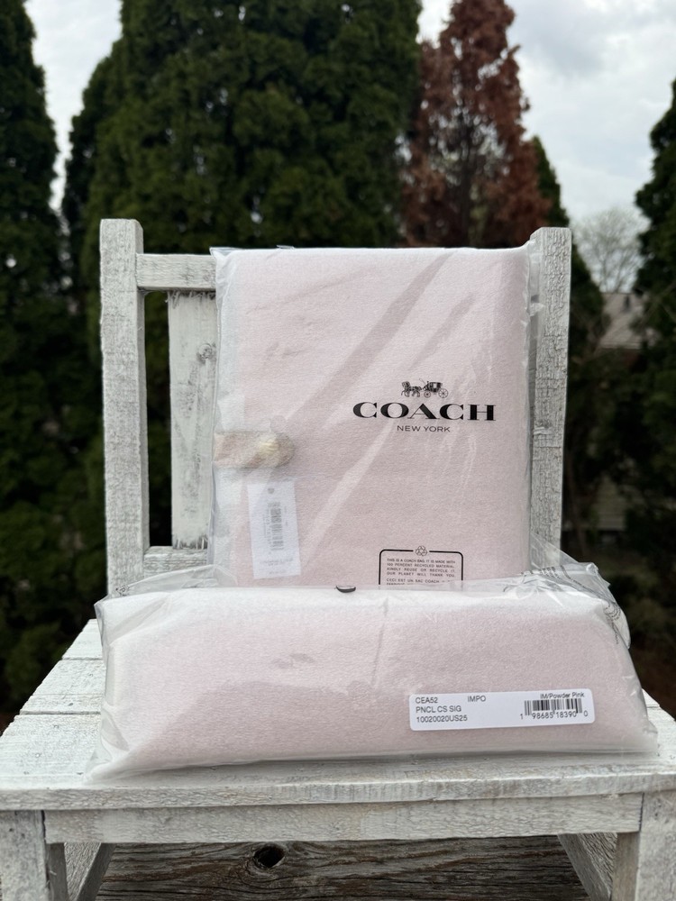 AUTHENTIC NWT Coach Powder Pink Notebook & Pencil Case Bundle CEA49 CEA52