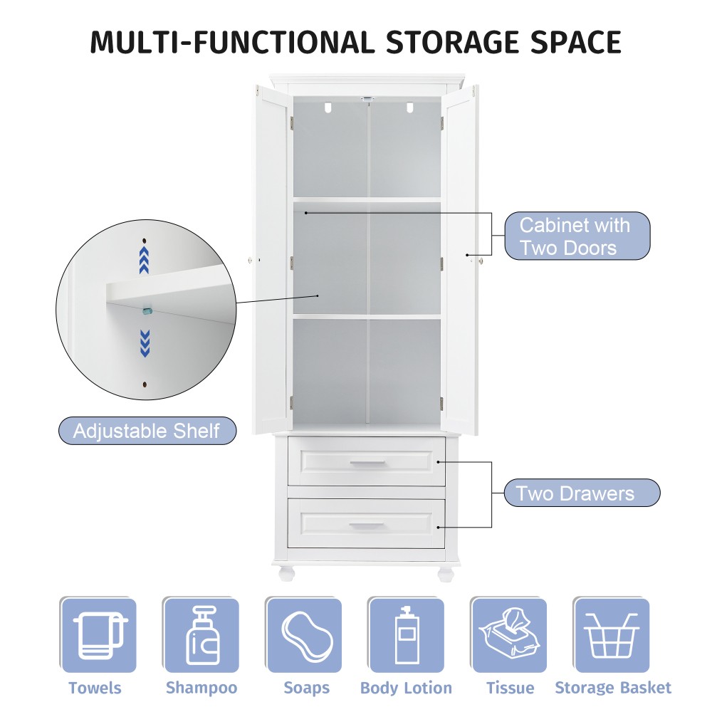 Tall Storage Cabinet W Three Drawers