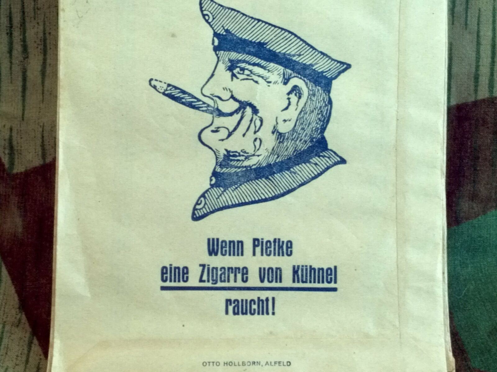 Original WWI German Soldier Theme Tobacco Bag Happy Smoking / Sad When Killing
