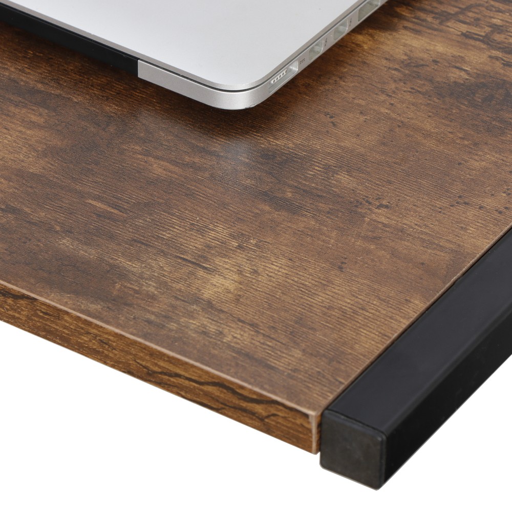 Stable L-Shaped Computer Desk Corner Desk Laptop Study Writing Table Brown